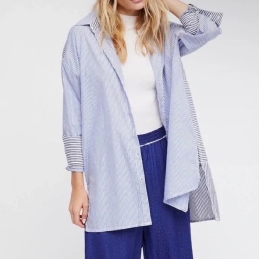 Free People Button Up Chambray Top